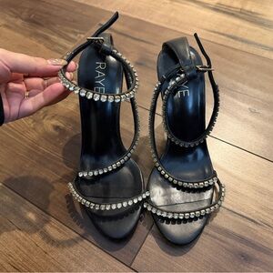 RAYE Black Crystal Embellished Heels